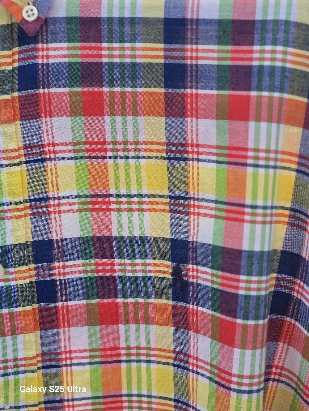 Vintage 90s Polo Ralph Lauren Blake Madras Plaid Cotton Shirt Large EUC - Picture 16 of 17